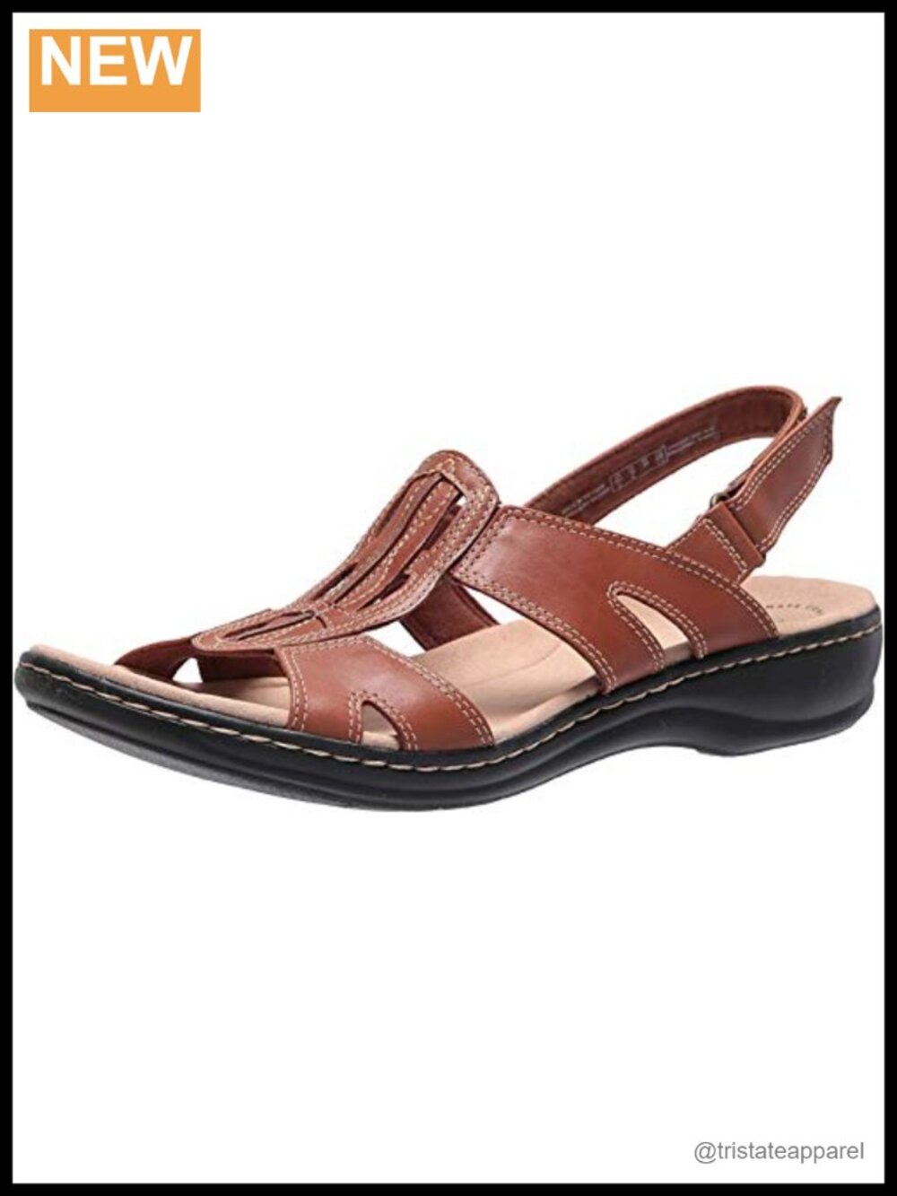 Clarks Leisa Skip Leather Flat Slingback Sandal Ortholite Comfort